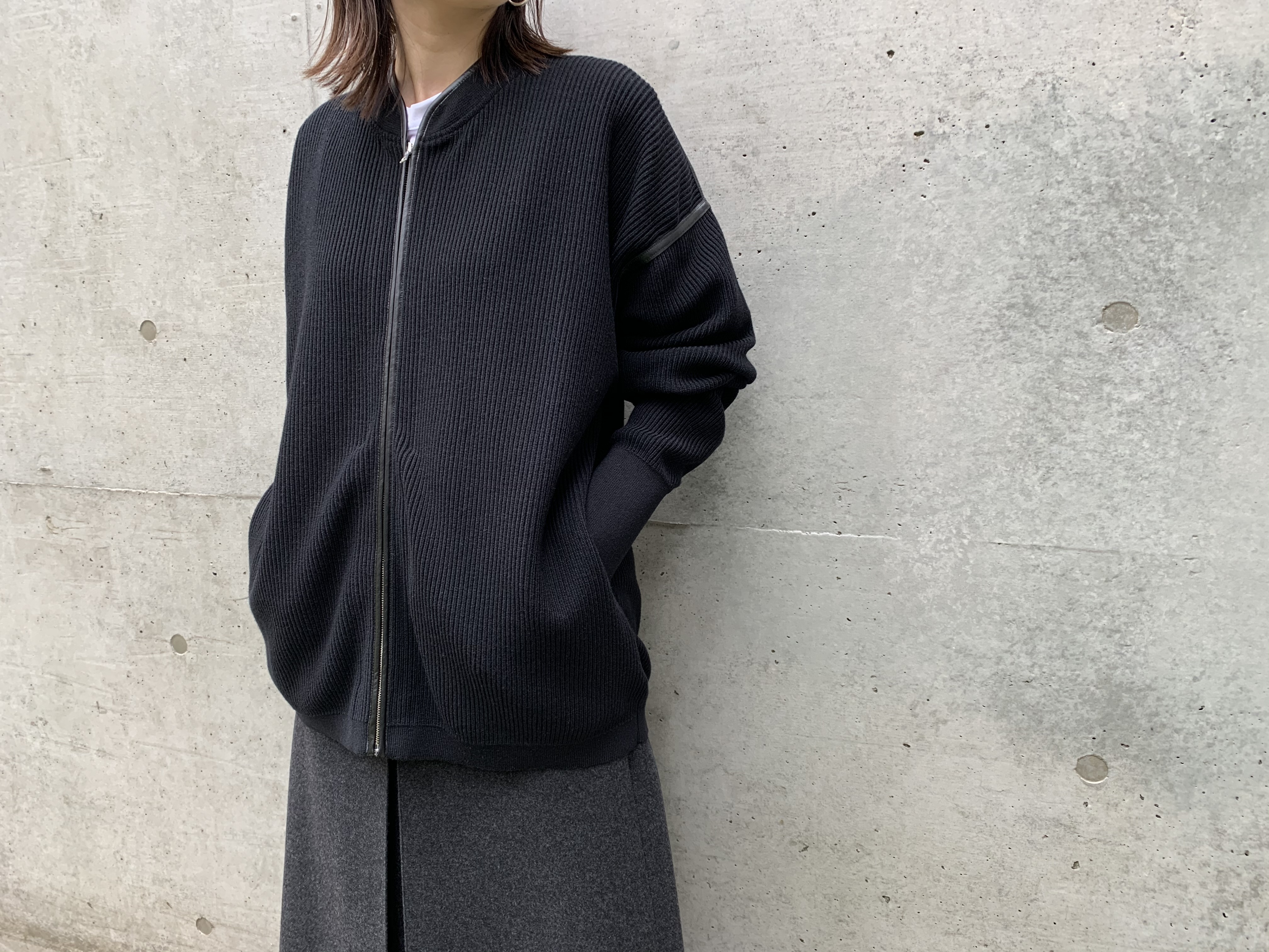 YOKE RIB KNIT ZIP UP BLOUSON 最安値！